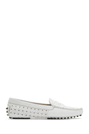 Women's White Leather Loafer | Derimod