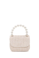 Women's Beige Wicker Pearl Handle Handbag | Derimod