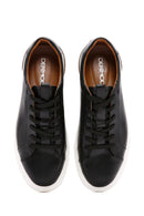 Men's Black Lace-up Thick-Sole Leather Sneaker | Derimod