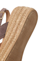 Woman Mink Buckled Wedge Heel Suede Sandal | Derimod