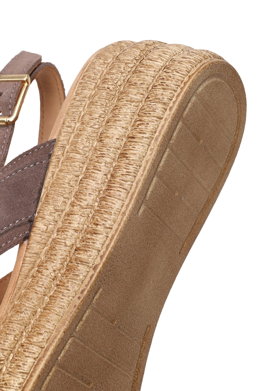 Woman Mink Buckled Wedge Heel Suede Sandal