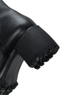 Women's Black Leather Zippered Heeled Classic Boots | Derimod