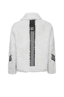 Meribel Women's White Black Stripe Detail Teddy Coat | Derimod