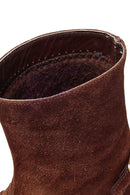 Woman Brown Buckled Suede Boots | Derimod