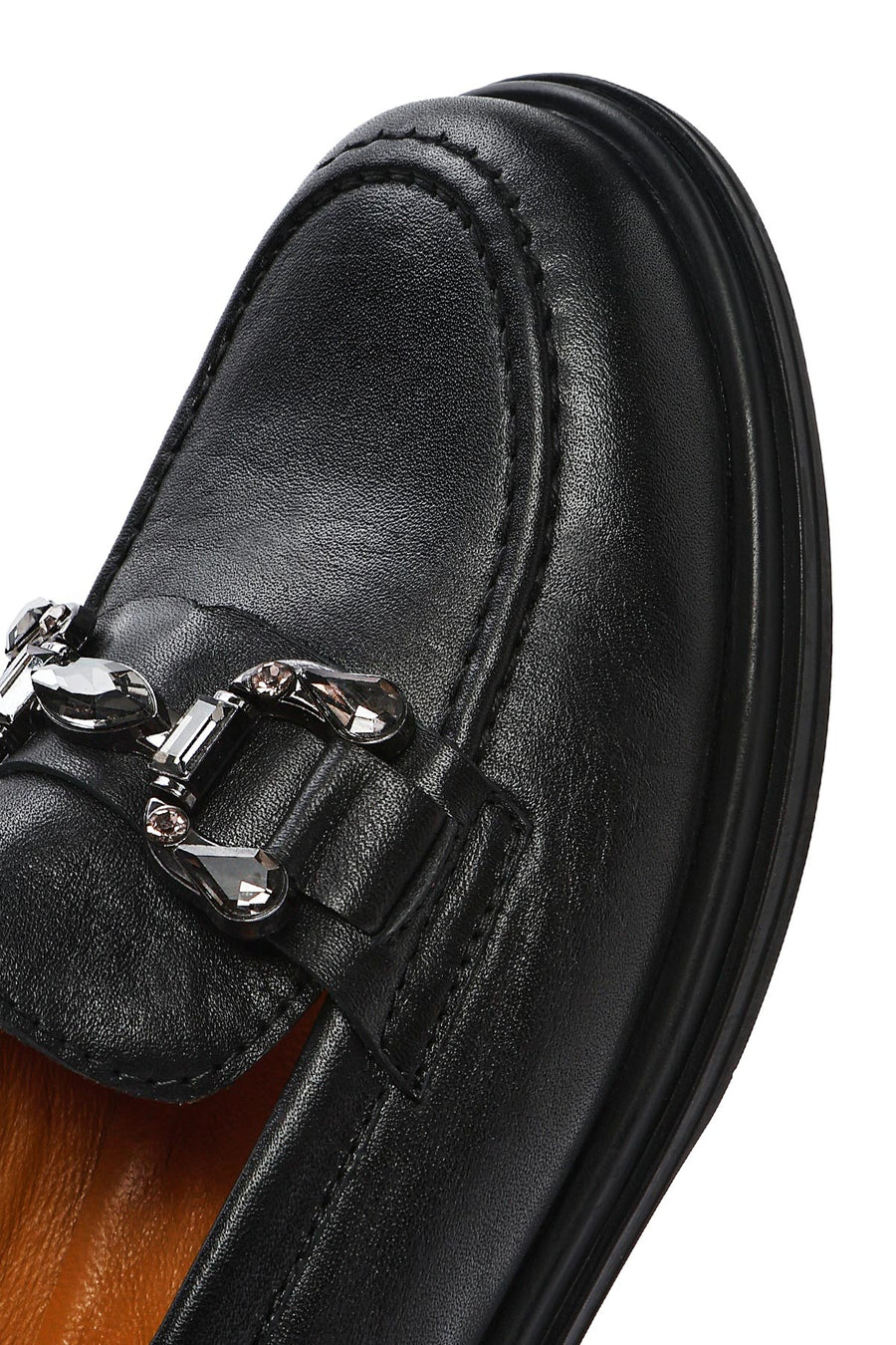 Women's Black Buckle Leather Loafer