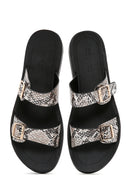 Women's Black Double Buckle Slippers | Derimod