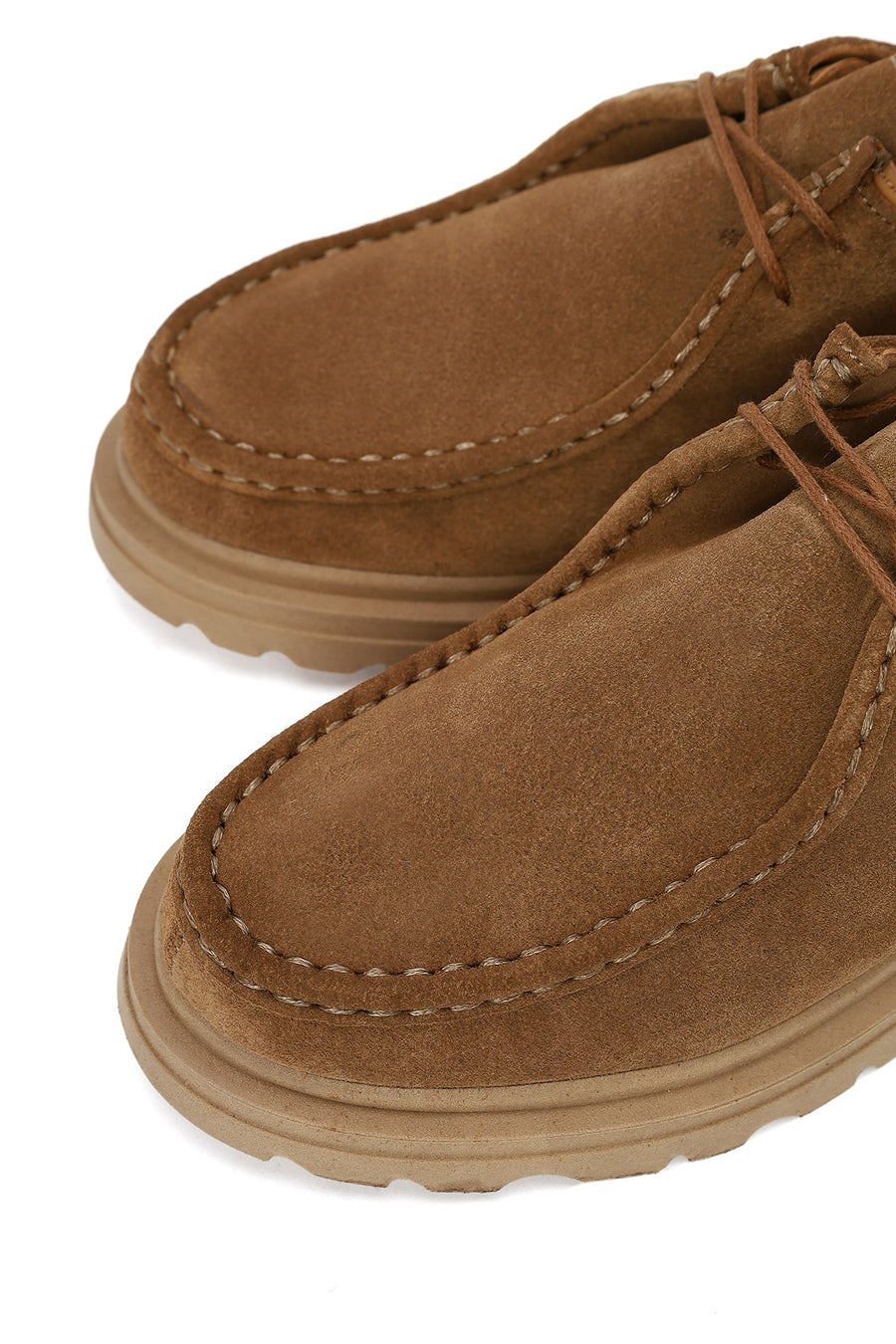 Woman Camel Lace-Up Suede Leather Masculine Shoes