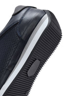 Erkek Lacivert Bağcıklı Deri Casual Sneaker | Derimod