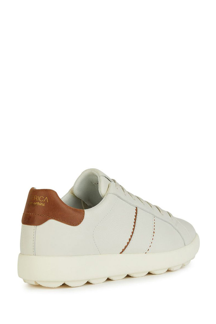 Geox Men's White Spherica Lace-Up Leather Sneaker