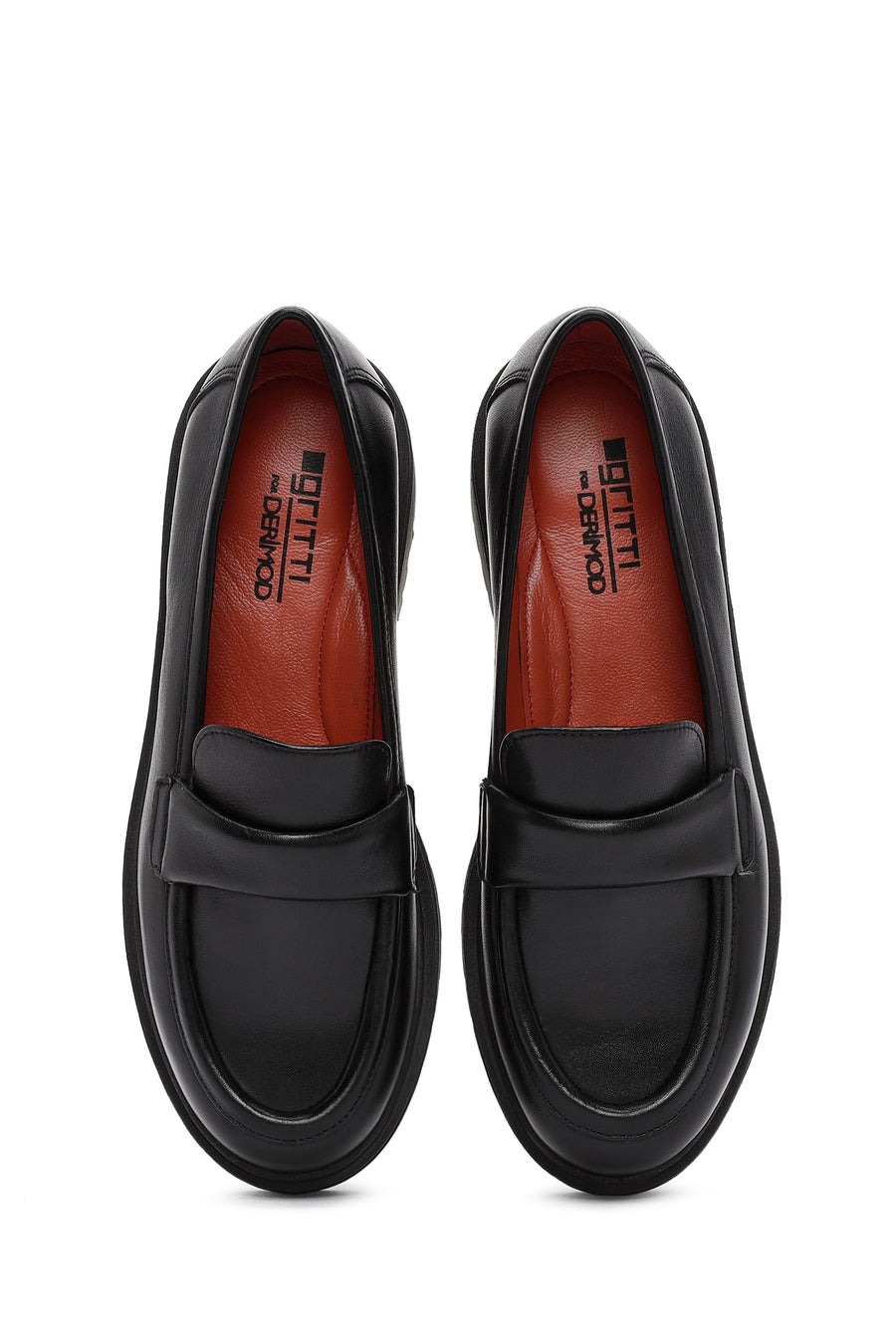 Derimod Gritti Kadın Siyah Deri Maskülen Loafer