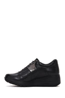 Women's Black Leather Thick Soled Sneaker | Derimod