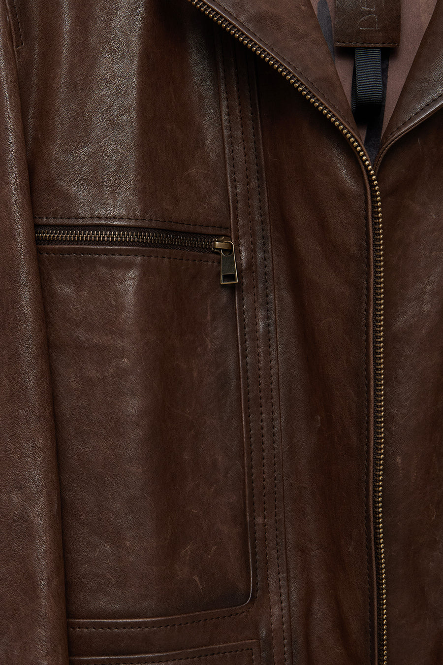 Paloma Women's Brown Double-Breasted Collar Oversize Leather Coat