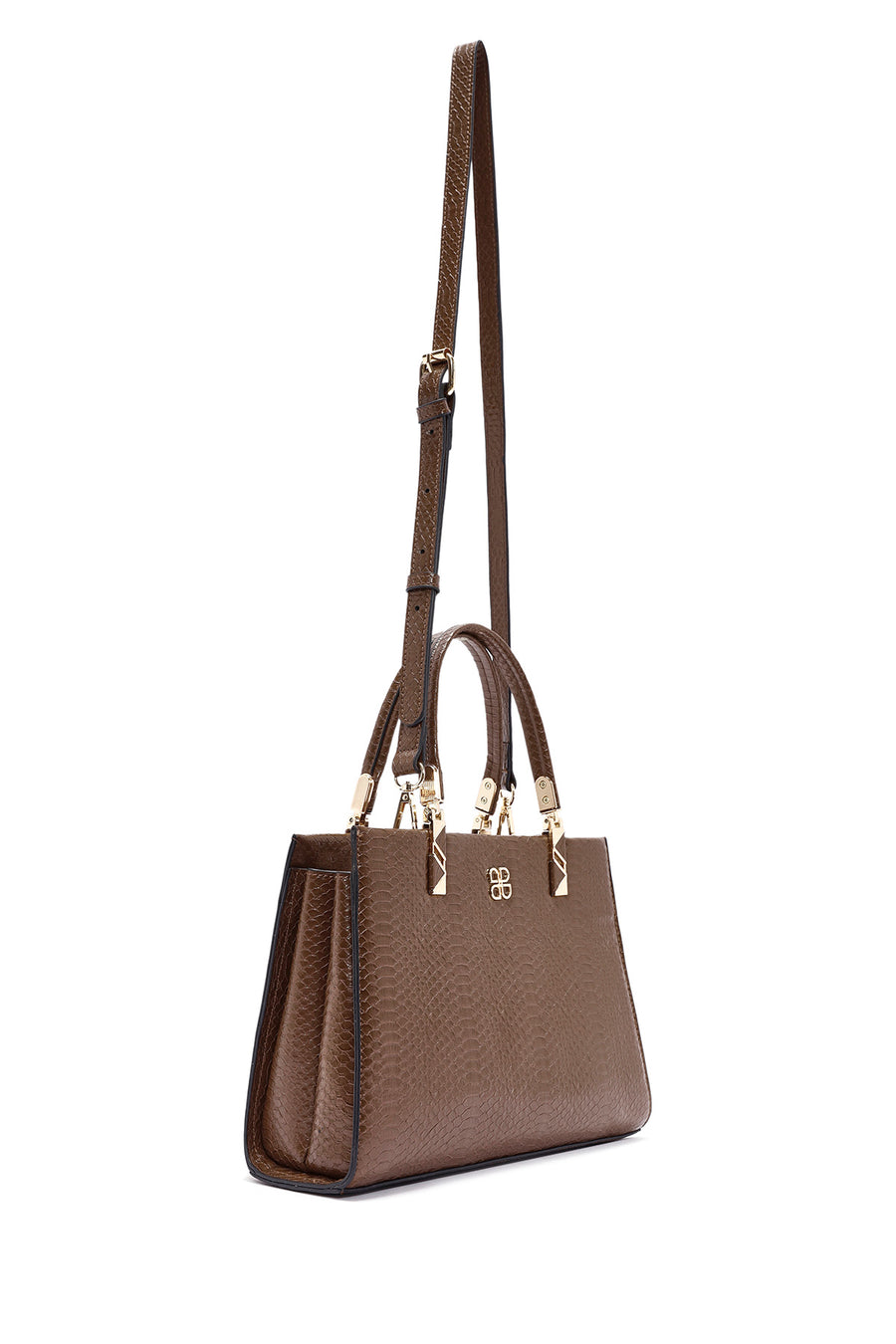 Women's Brown Long Strap Printed Handbag