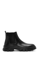 Men's Black Thick Sole Leather Casual Chelsea Boots | Derimod