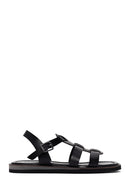 Women's Black Ankle Strap Leather Comfort Sandals | Derimod