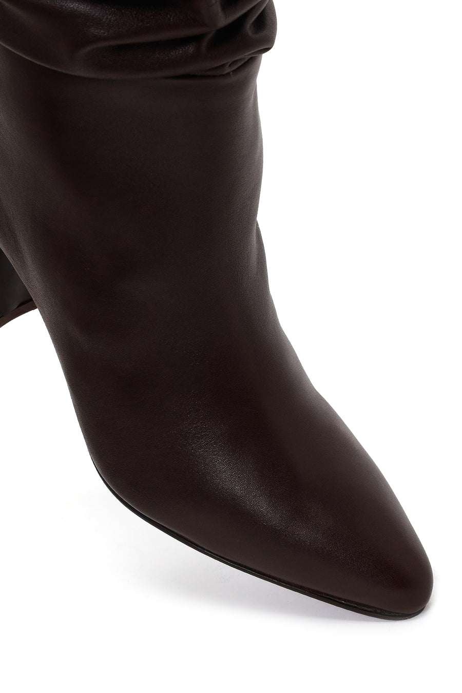 Woman Brown Thick-heeled Leather Boots