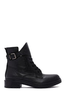 Women's Black Leather Zippered Boots | Derimod