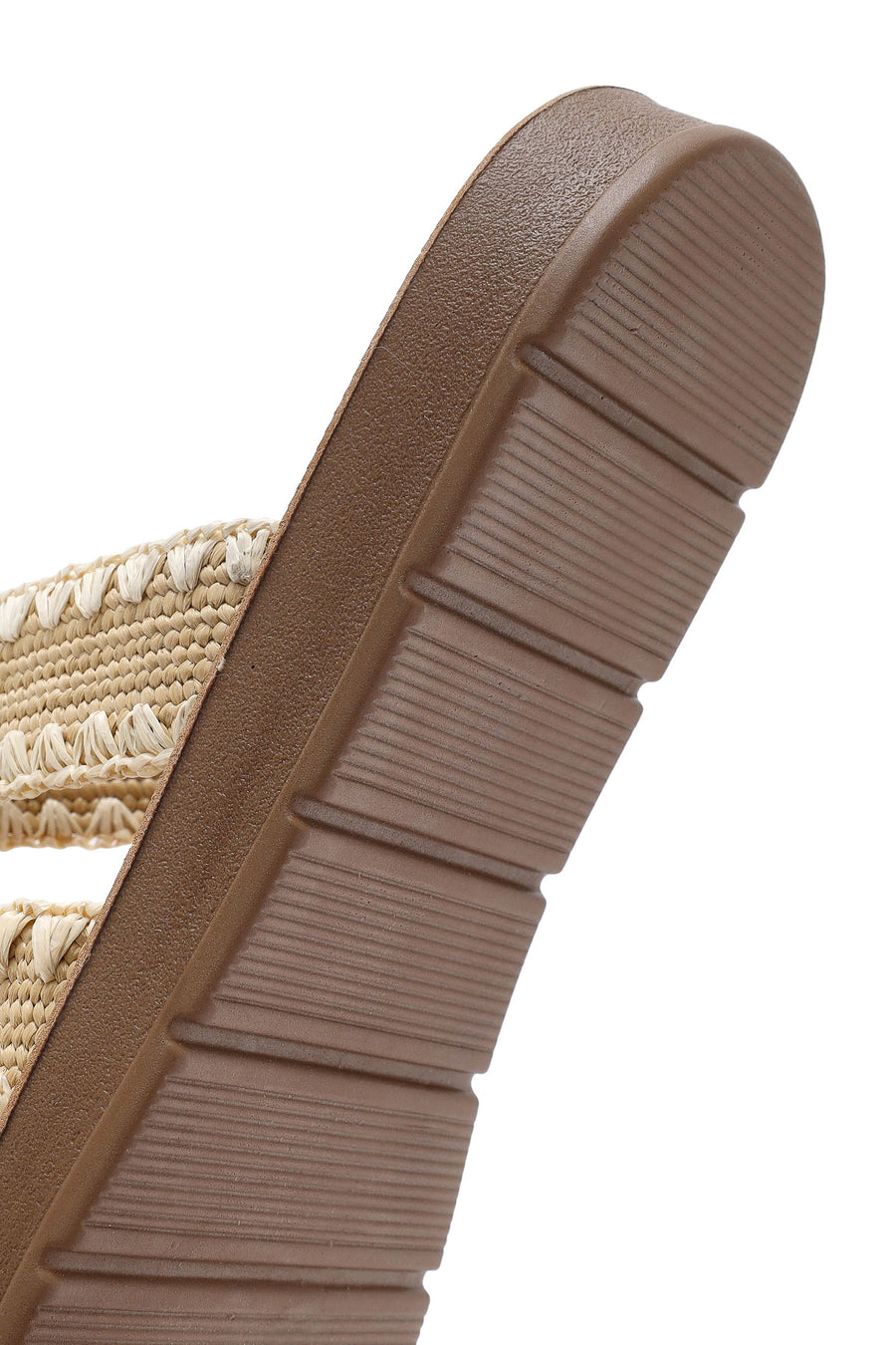 Women's Beige Straw Slippers