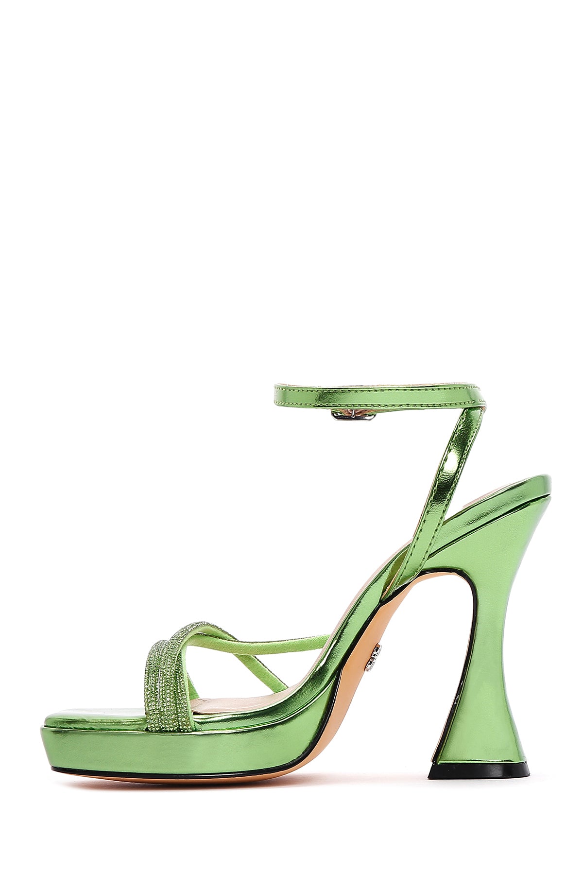 Kadın Yeşil Taşlı Platform Topuklu Sandalet