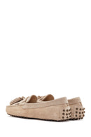 Women's Beige Tassel Detailed Suede Leather Loafer | Derimod