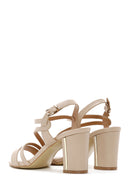 Women's Beige Ankle Strap Heeled Sandals | Derimod