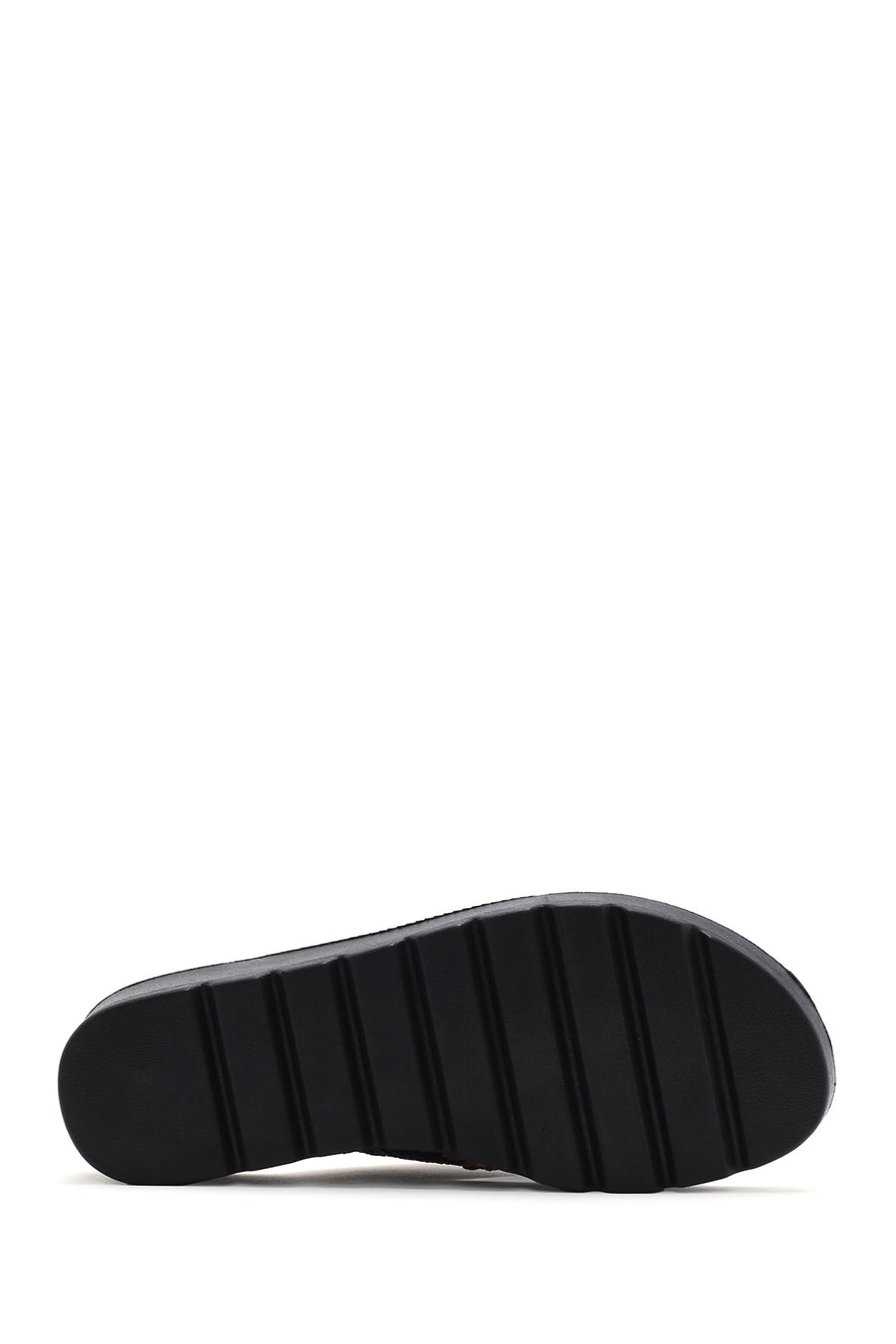 Women's Black Thick-Soled Straw Slippers