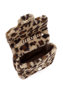 Women's Brown Leopard Pattern Long Chain Strap Plush Shoulder Bag | Derimod