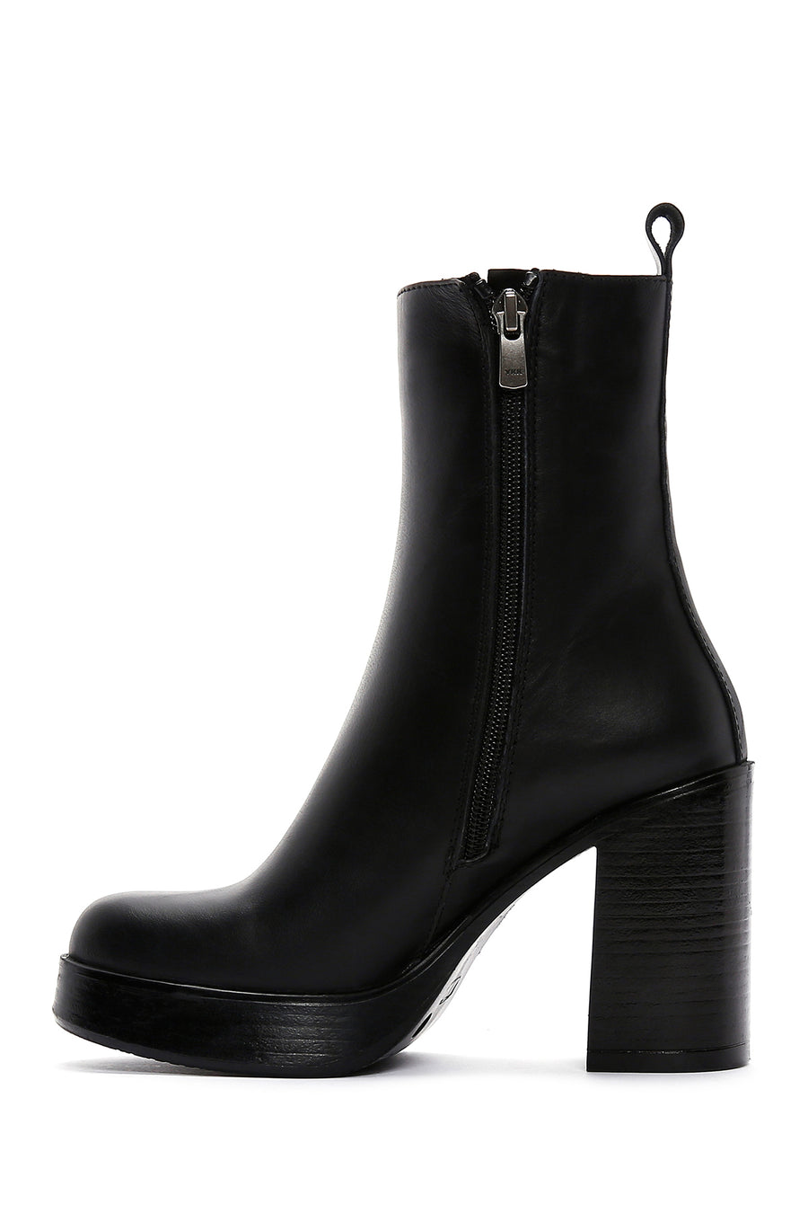 Women's Black Leather Platform High Heel Boots