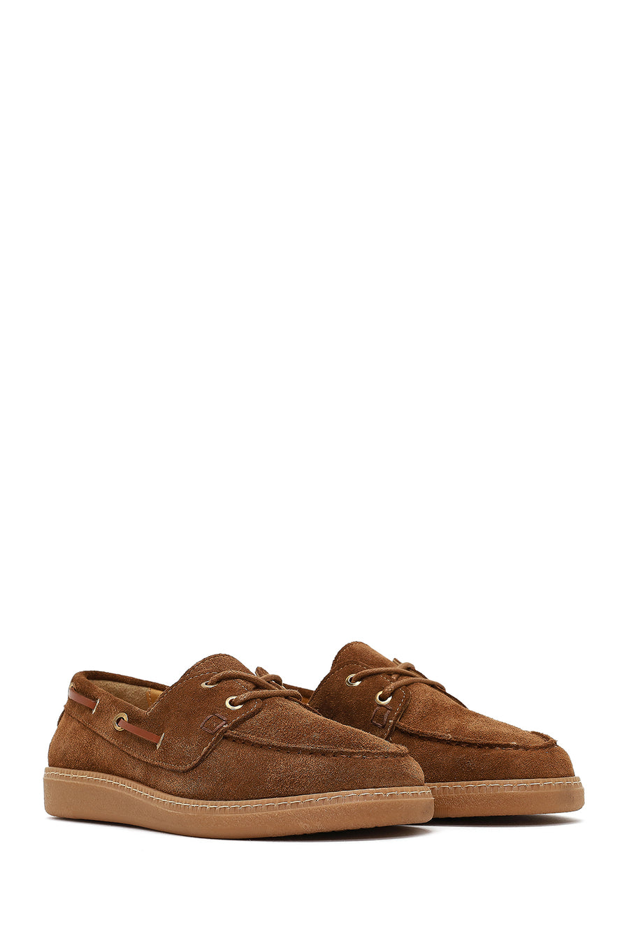 Women's Tan Lace-Up Suede Leather Casual Shoes