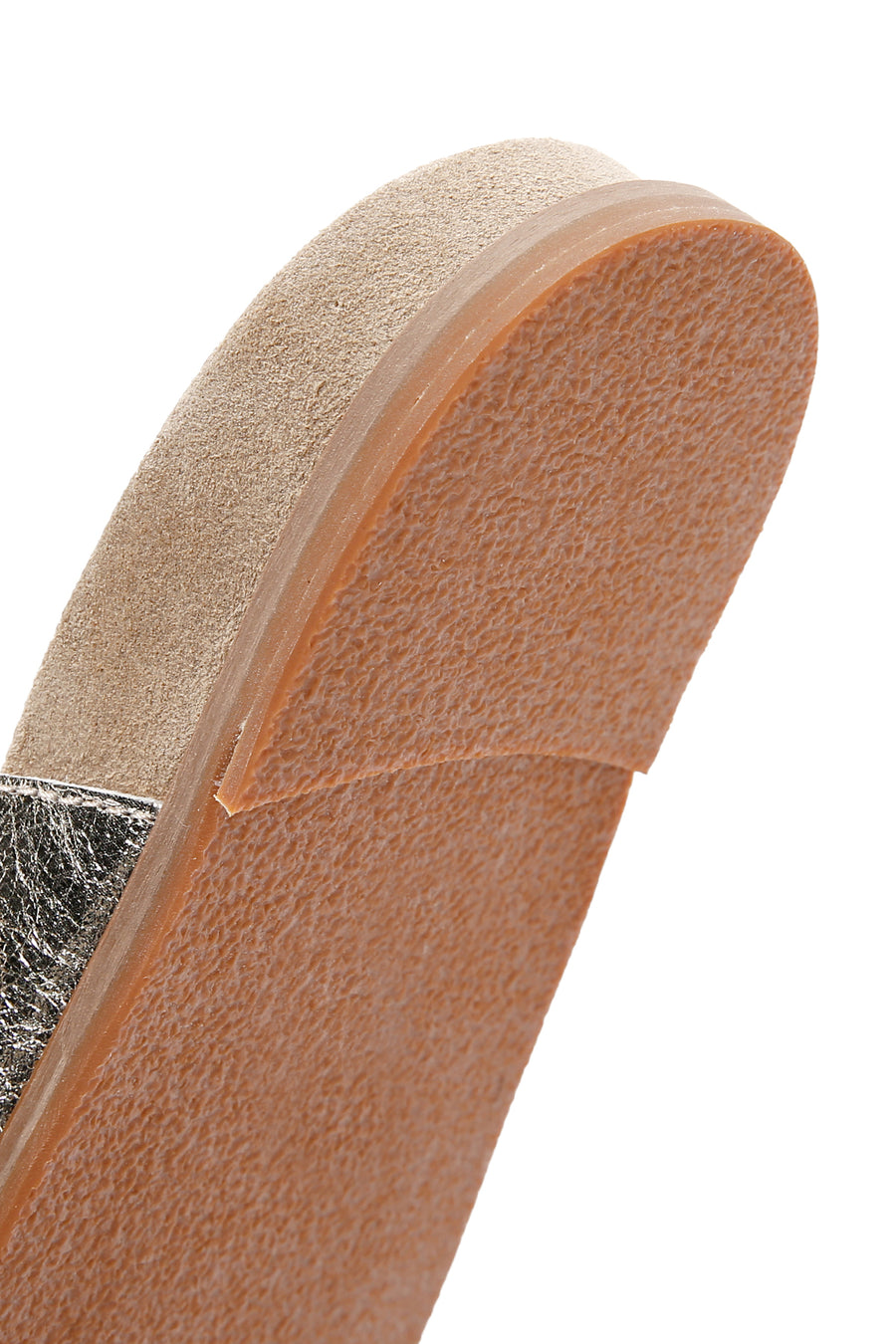 Women's Gold Buckled Metallic Leather Slippers