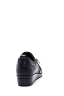 Women's Black Leather Wedge Heeled Comfort Shoes | Derimod
