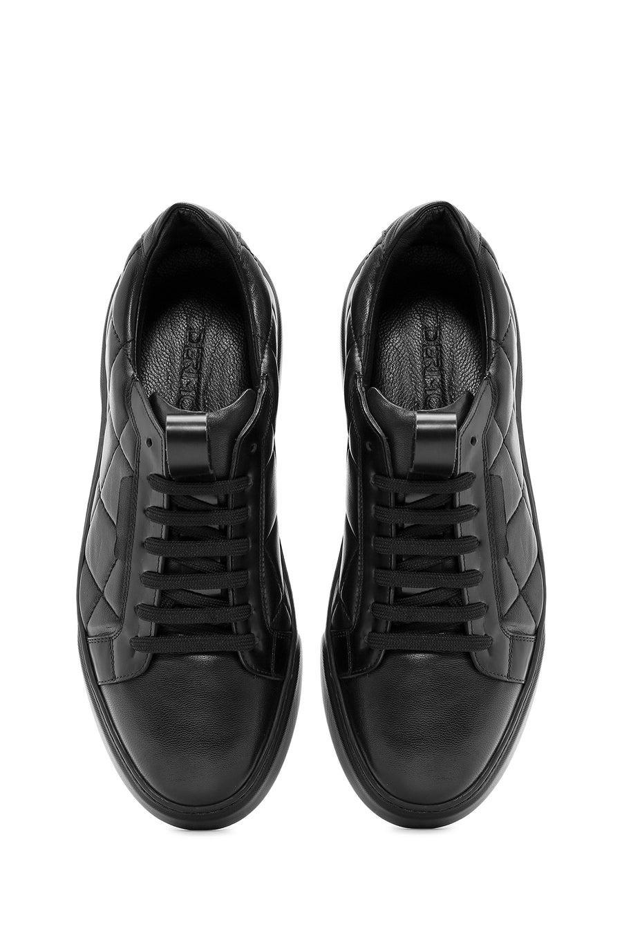 Men's Black Lace-Up Crocodile Patterned Leather Sneakers