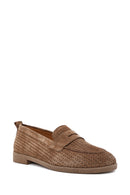 Women's Tan Suede Leather Loafer | Derimod