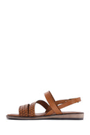 Women's Tan Ankle Strap Leather Bodrum Sandals | Derimod