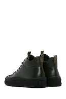 Men's Khaki Leather High Top Sneaker | Derimod