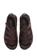 Men's Brown Leather Casual Sandals | Derimod