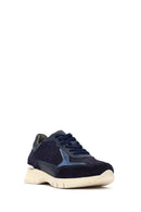 Kadın Lacivert Bağcıklı Kalın Tabanlı Deri Sneaker | Derimod