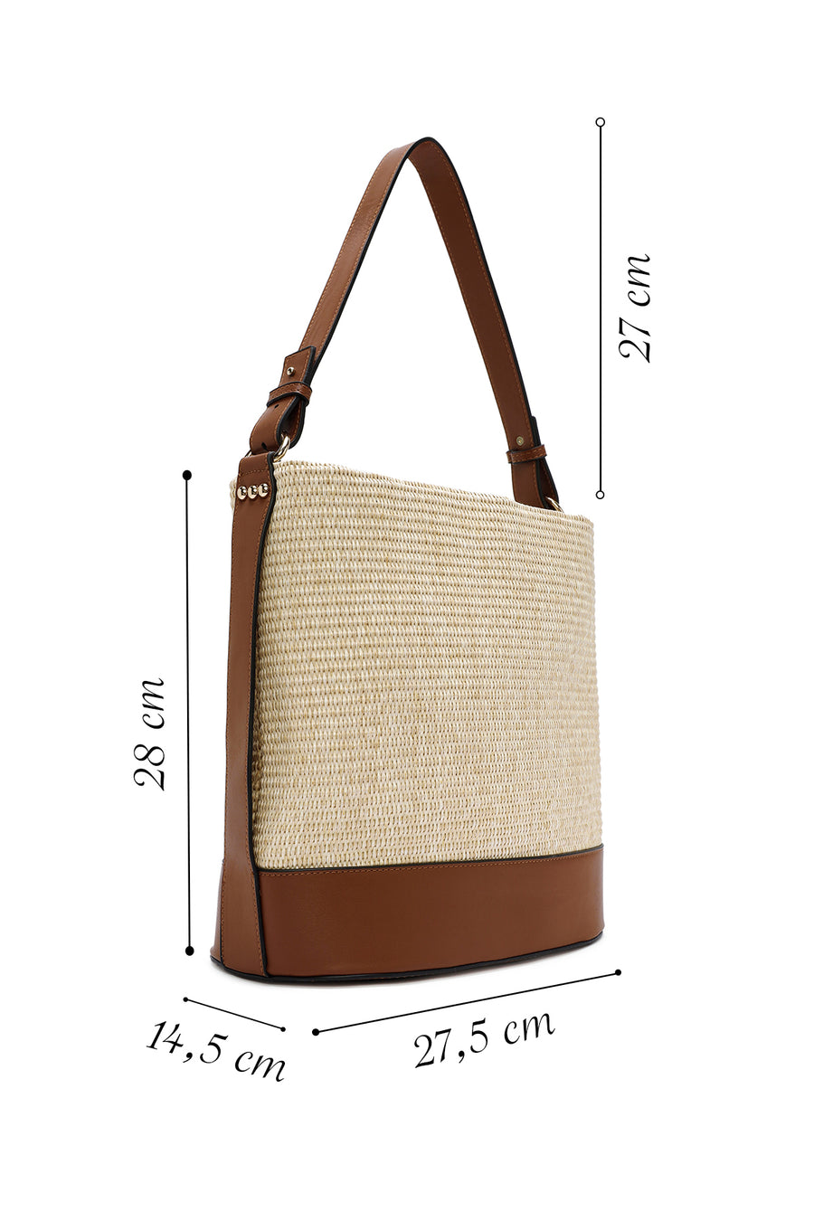 Women's Beige Straw Shoulder Bag