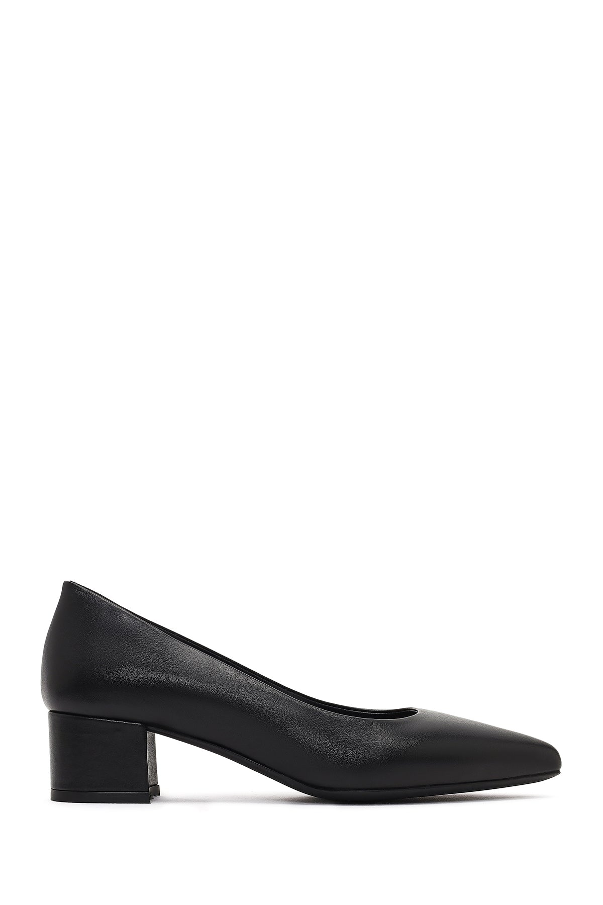 Derimod Flex Woman Black Thick-Heeled Leather Shoes AF160002DV | Derimod