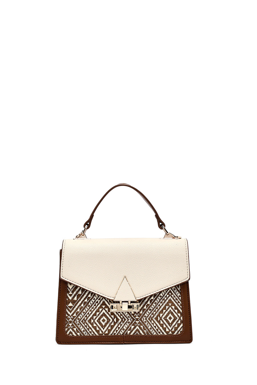 Women's Beige Long Strap Patterned Handbag