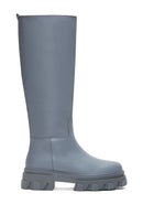 Kadın Gri Deri Kalın Tabanlı Çizme | Derimod