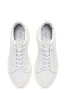 Men's White Lace-up Thick-Sole Leather Sneaker | Derimod