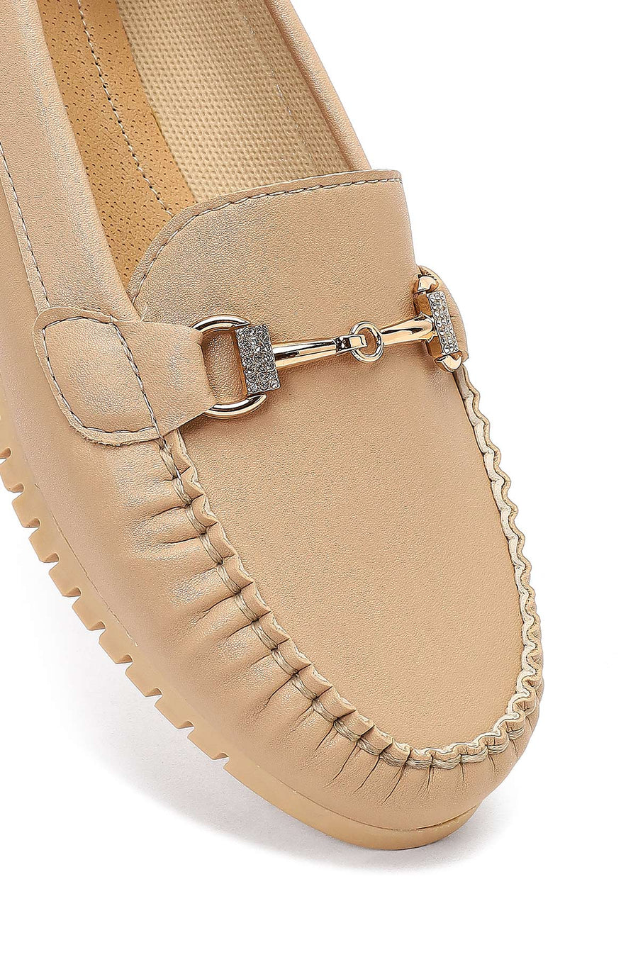Kadın Bej Tokalı Loafer