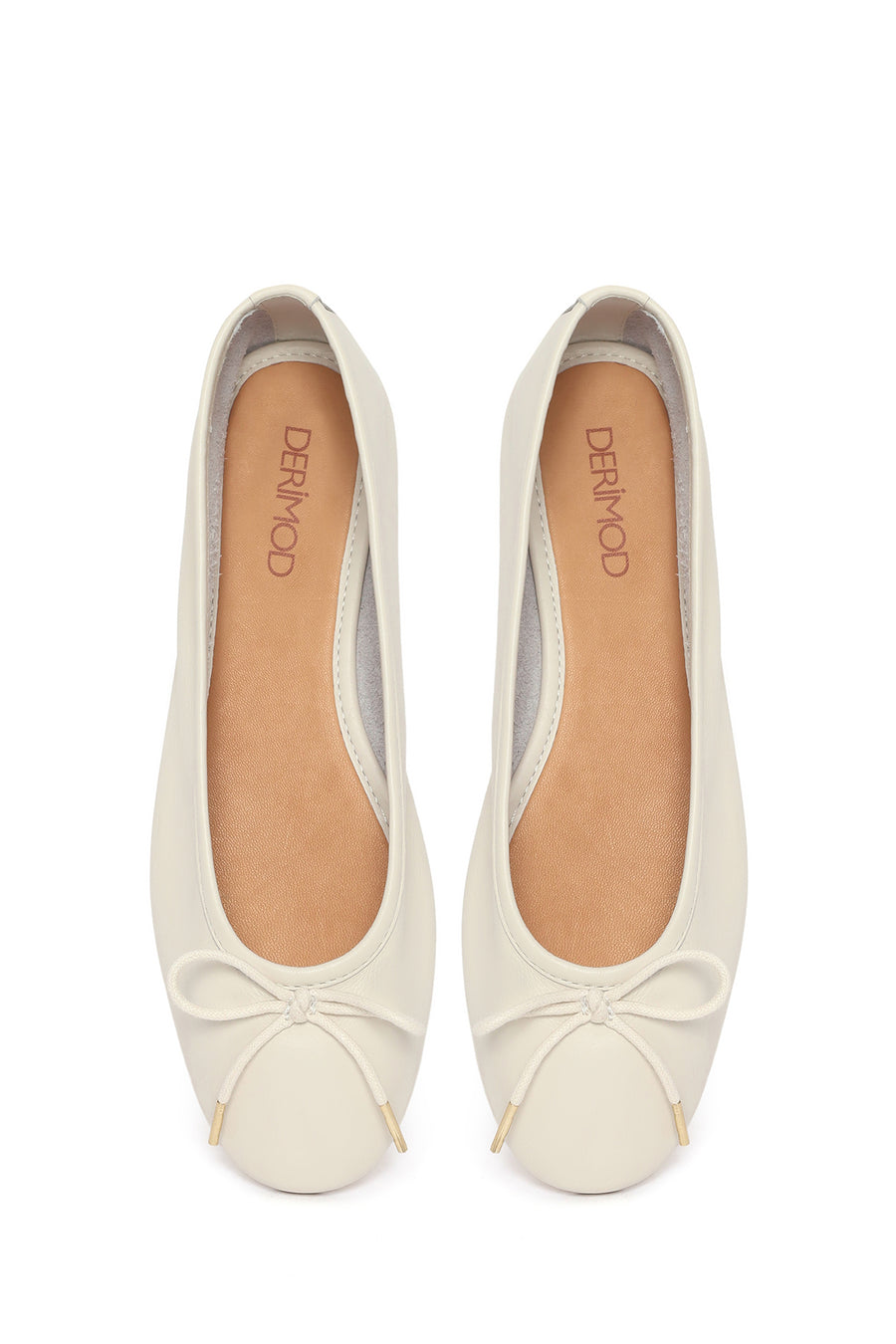 Woman White Leather Ballerine Shoes