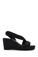 Kadın Siyah Dolgu Topuklu Örgü Espadril Sandalet | Derimod
