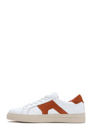 Men's White Orange Suede Detailed Leather Sneaker | Derimod