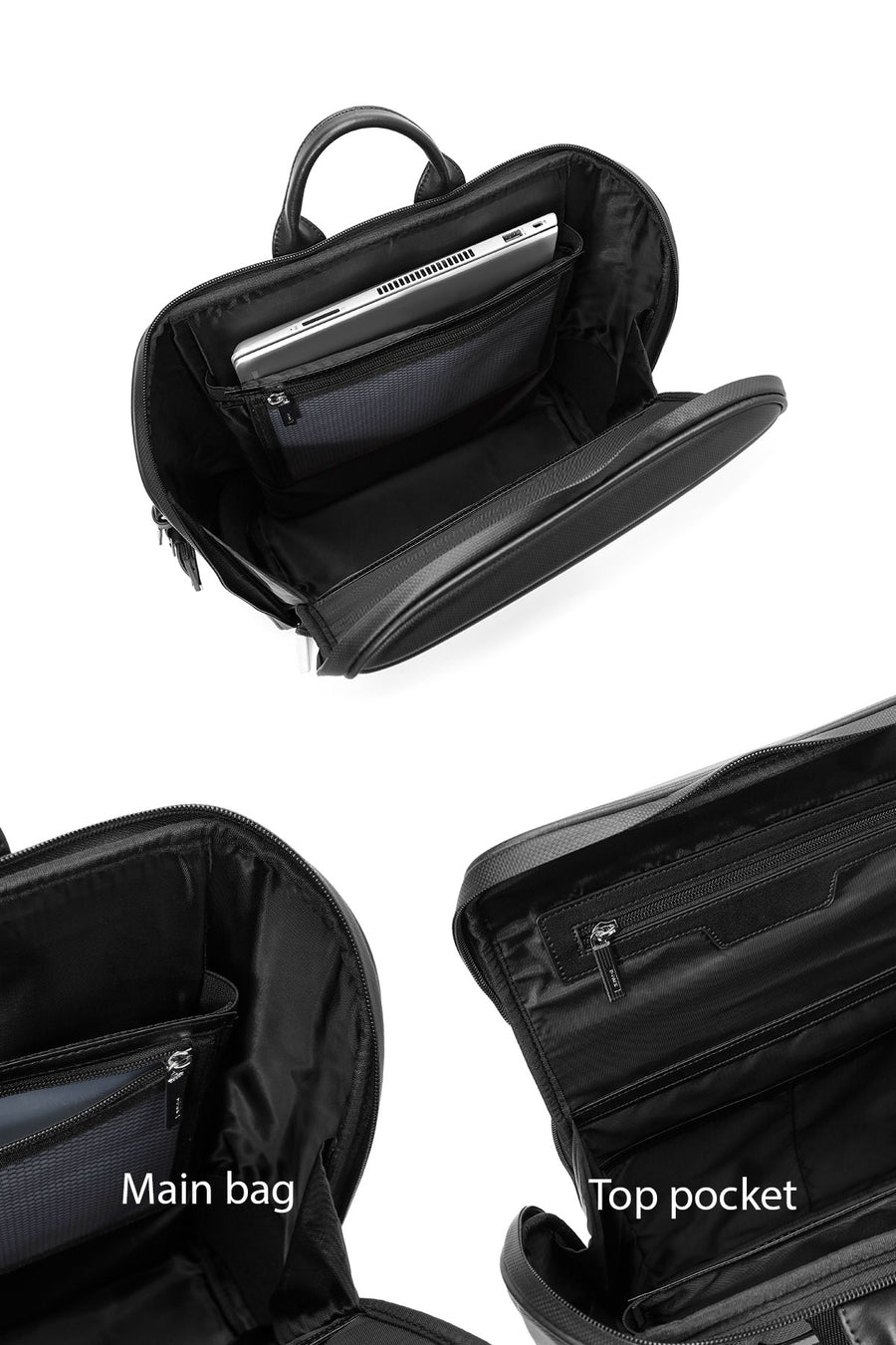 D-Pack Unisex Black Fabric Backpack
