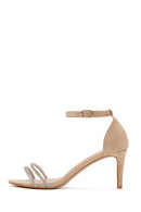 Women's Beige Stone Heeled Sandals | Derimod