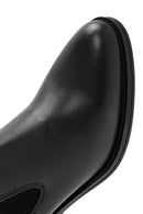 Women's Black Thick Heeled Leather Cowboy Boots | Derimod