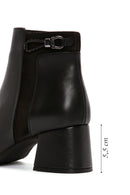 Women's Black Zipper Heeled Leather Boots | Derimod